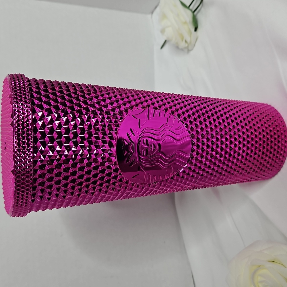 Starbucks Holiday 2022 Pink Chrome Sangria Studded Cup .NWT